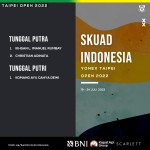 Indonesia Kirimkan 3 Wakil dalam “Chinese Taipei Open 2022”