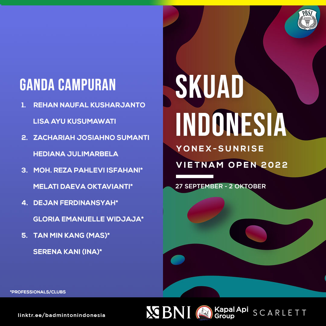 18 Wakil Indonesia Tampil di Vietnam Open 2022
