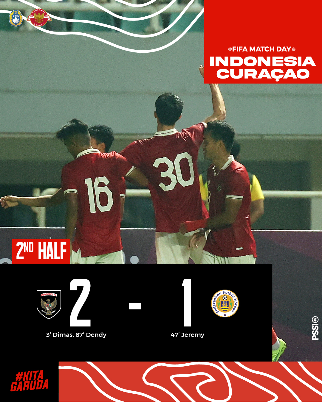 Timnas Indonesia Menang dari Curacao 2-1   