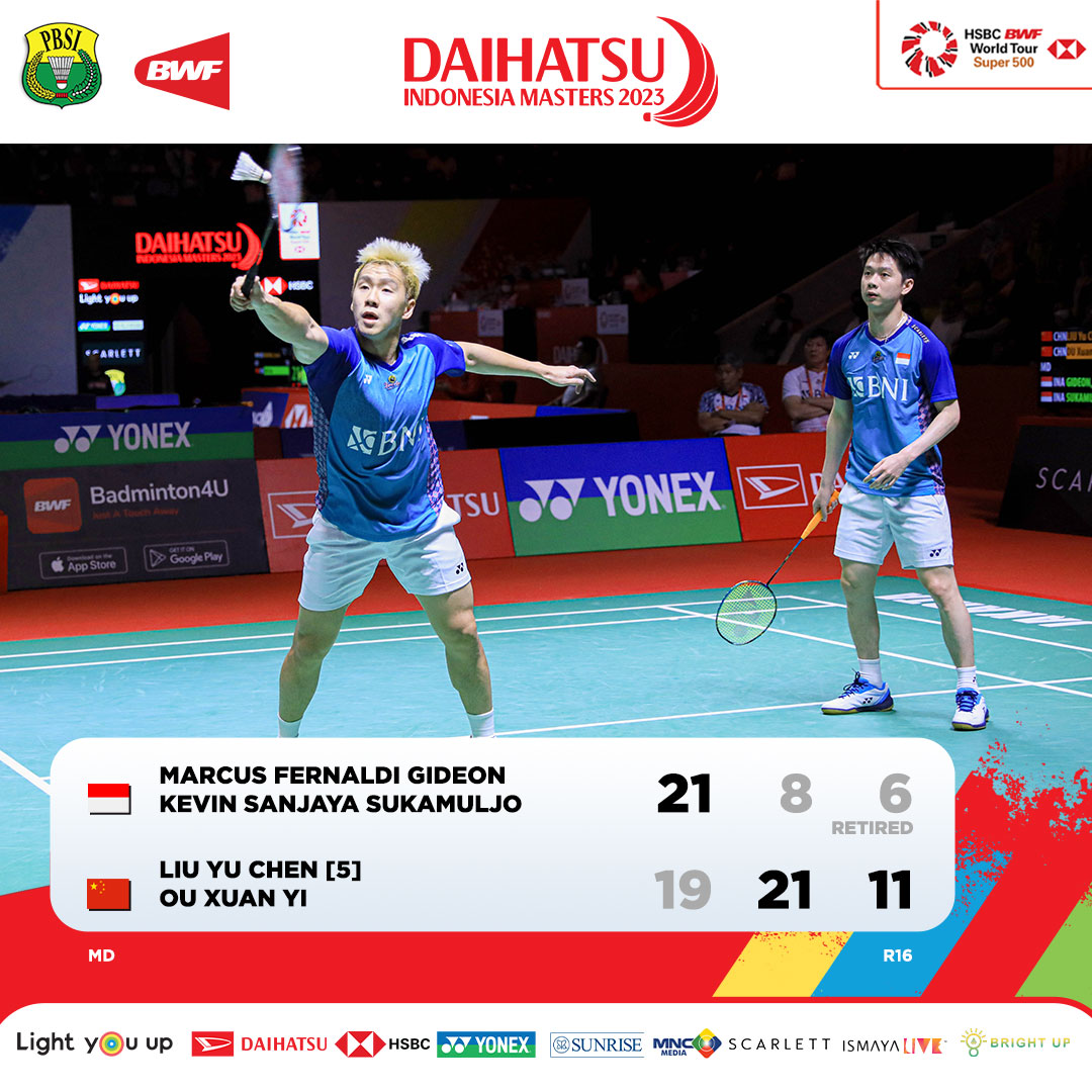 Daihatsu Indonesia Masters 2023: Koh Sinyo Cedera, Minions Terpaksa Retired 
